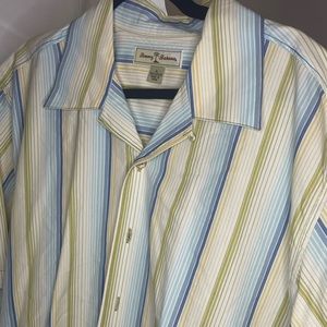 Tommy Bahama Button down short Sleeve Yellow Blue Mens XL